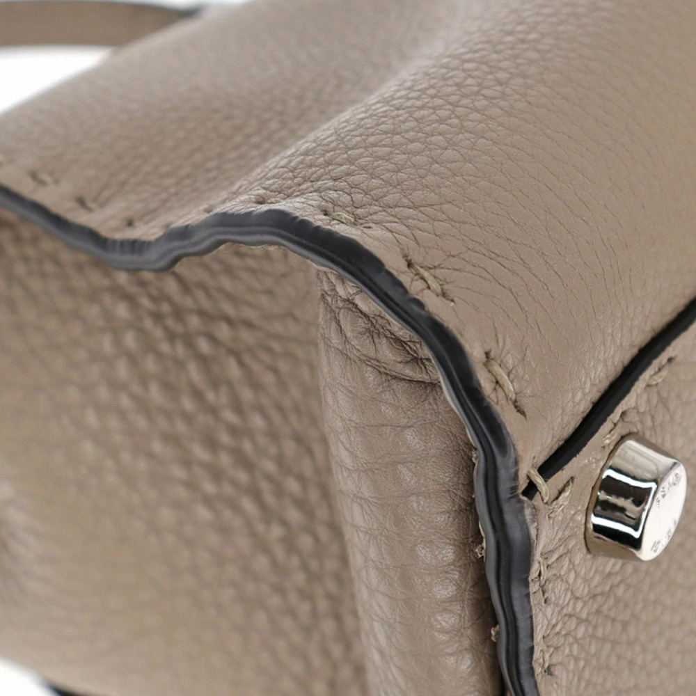 FENDI Peekaboo Regular Selleria Crossbody Shoulder Bag Handbag Gray Beige - Picture 8 of 11